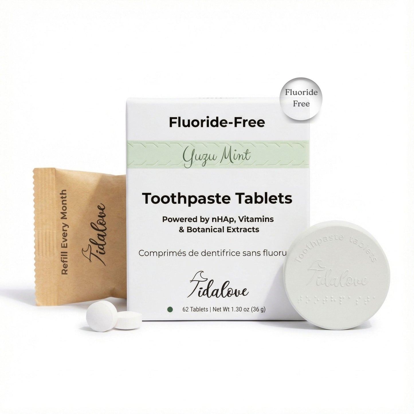 Fluoride-Free Yuzu Mint Toothpaste Tablets — 1 Month