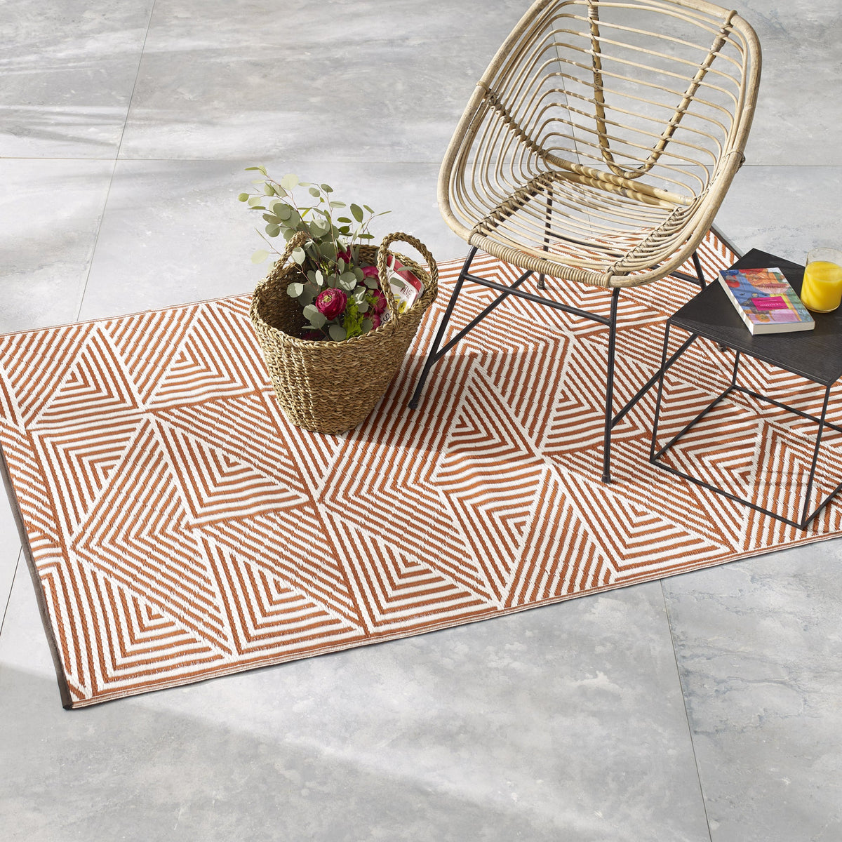 Tokyo - Burnt Orange Outdoor Rug for Patio