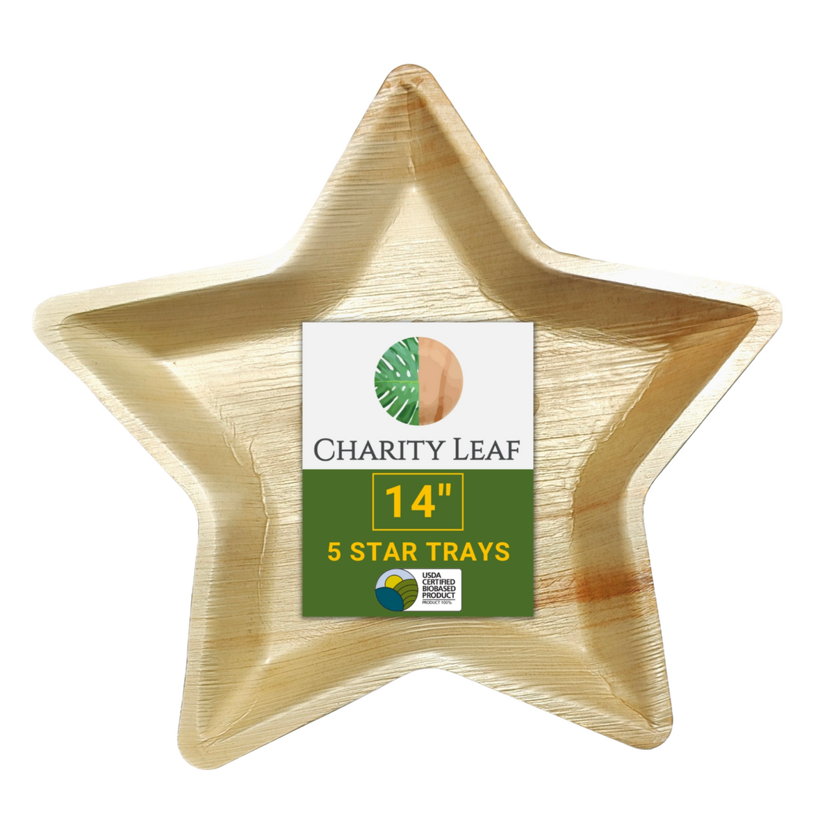 14" Star Natural Compostable Bamboo Tray