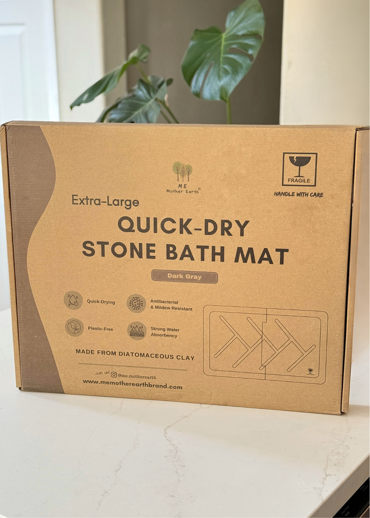 XL Quick Dry Diatomaceous Earth Floor Stone Bath mat and Dish Mat | Bathroom Shower Mat Non-Slip | Super Absorbent | Eco Friendly