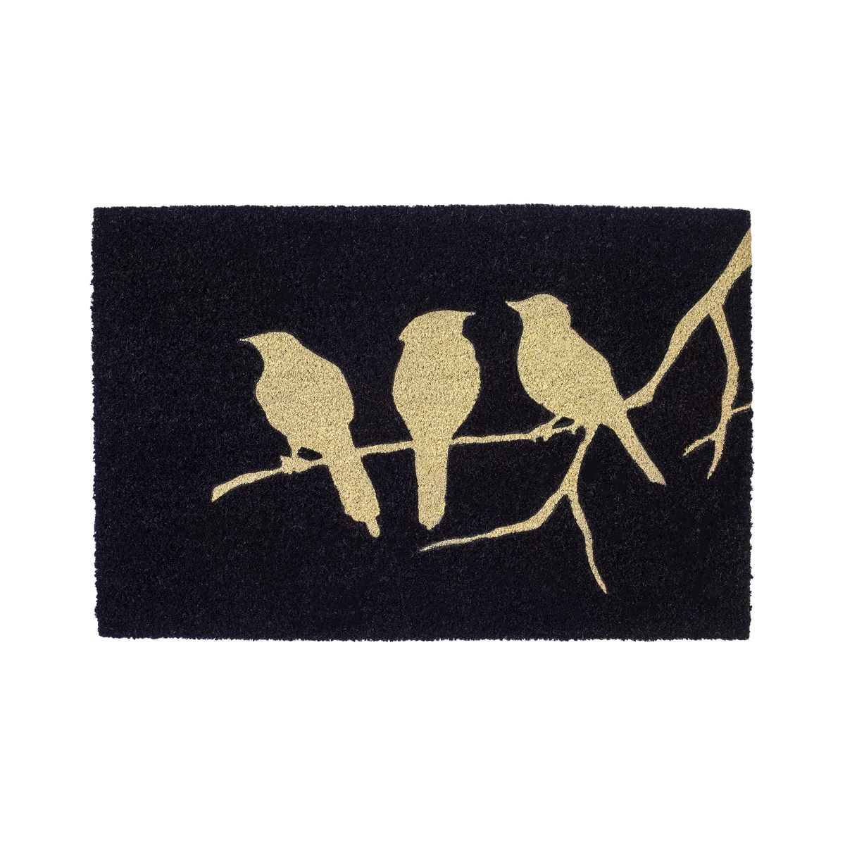 Birds On Branch - Black Coir Doormat
