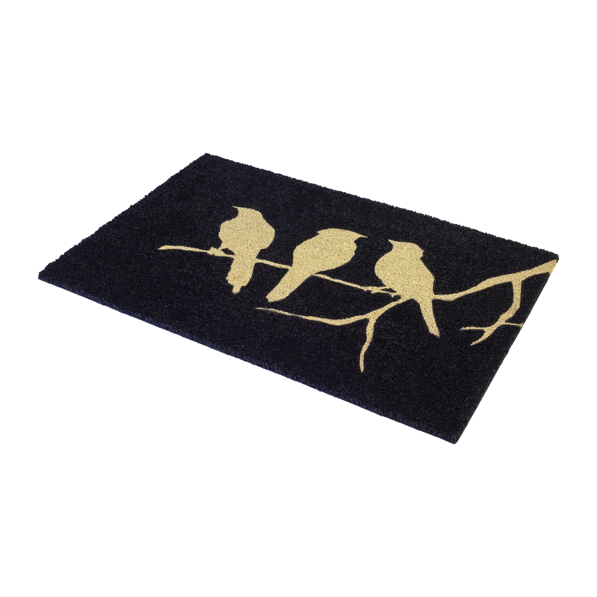 Birds On Branch - Black Coir Doormat