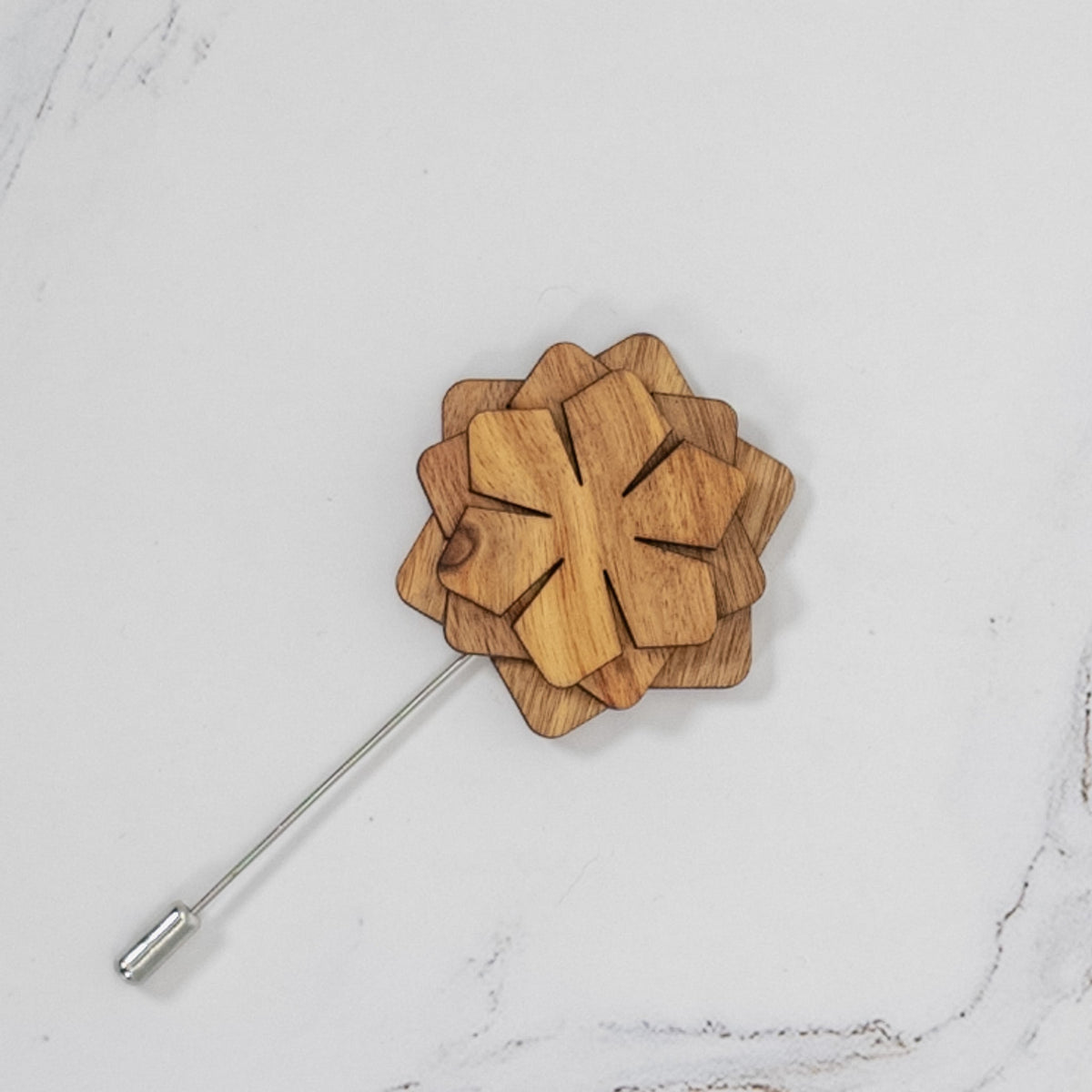 Wood Brooch | Layered Dahlia Rosette
