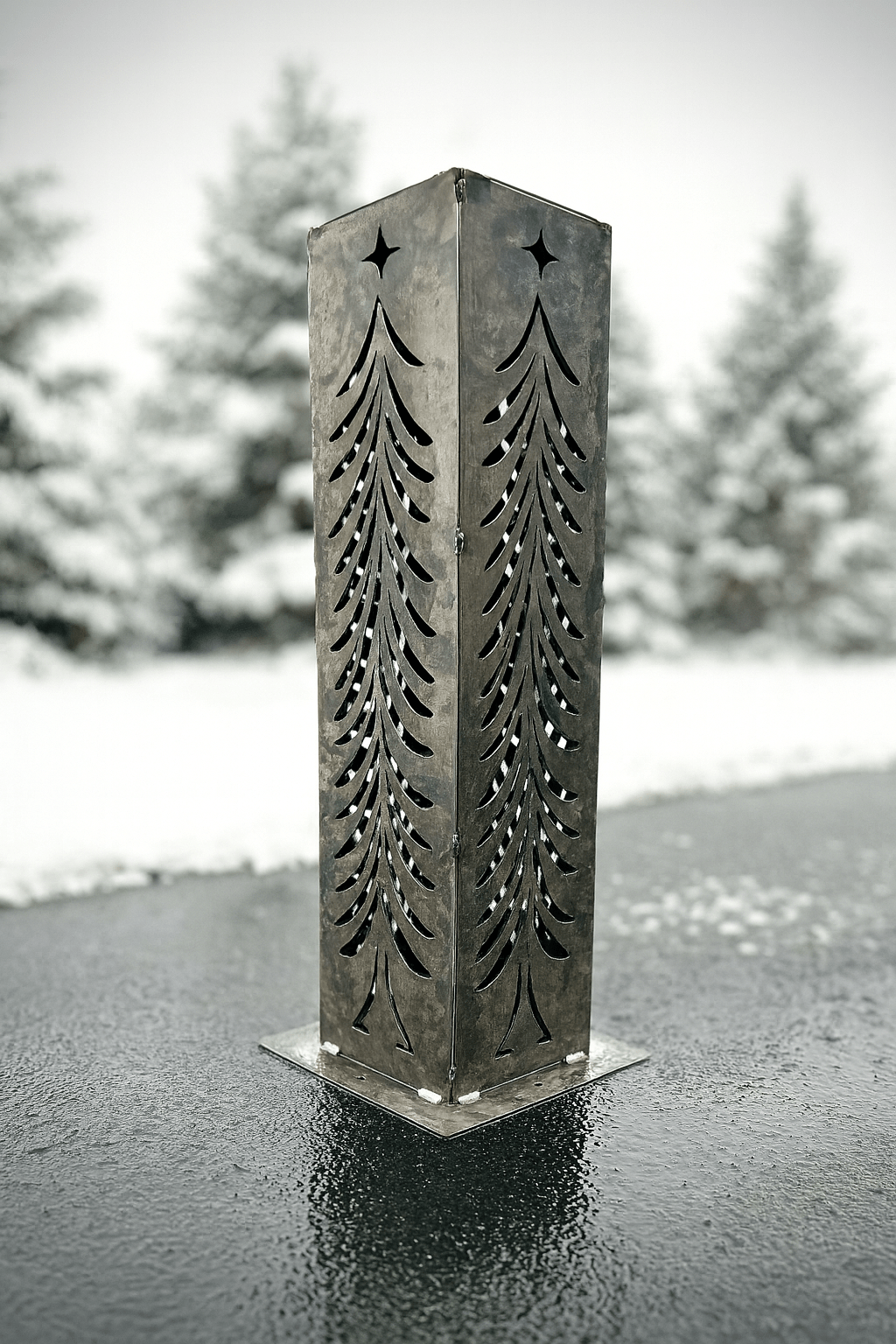 Christmas Tree Solar Luminary - Steel