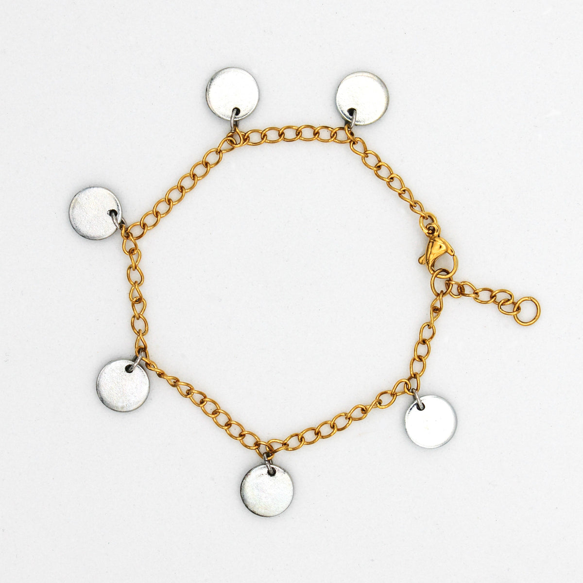 Worthy Charm Bracelet | Repurposed Steel Auto Parts | Adjustable 18K Gold Plated Chain