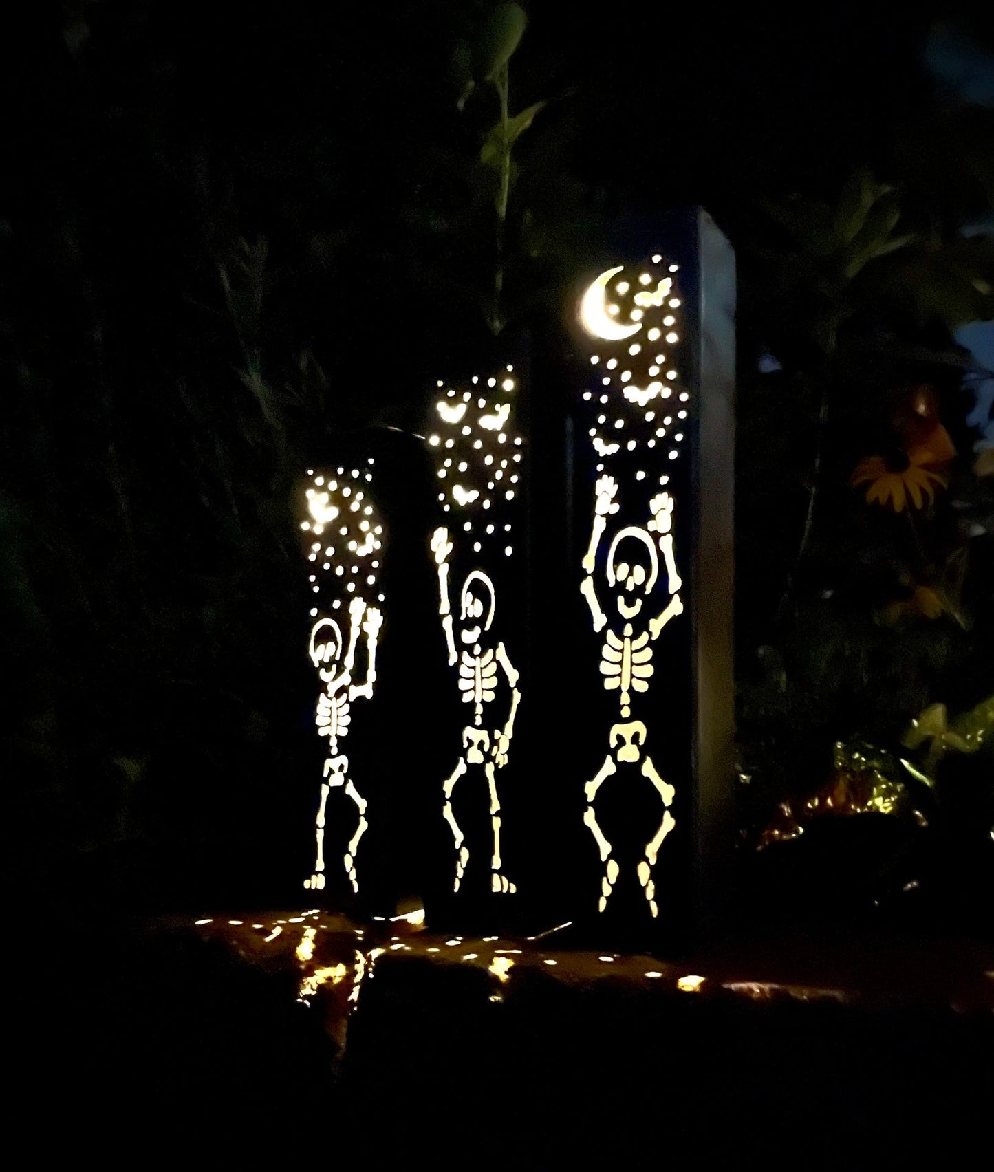 Dancing Bones Solar Tube Lights - Skeletons - Steel