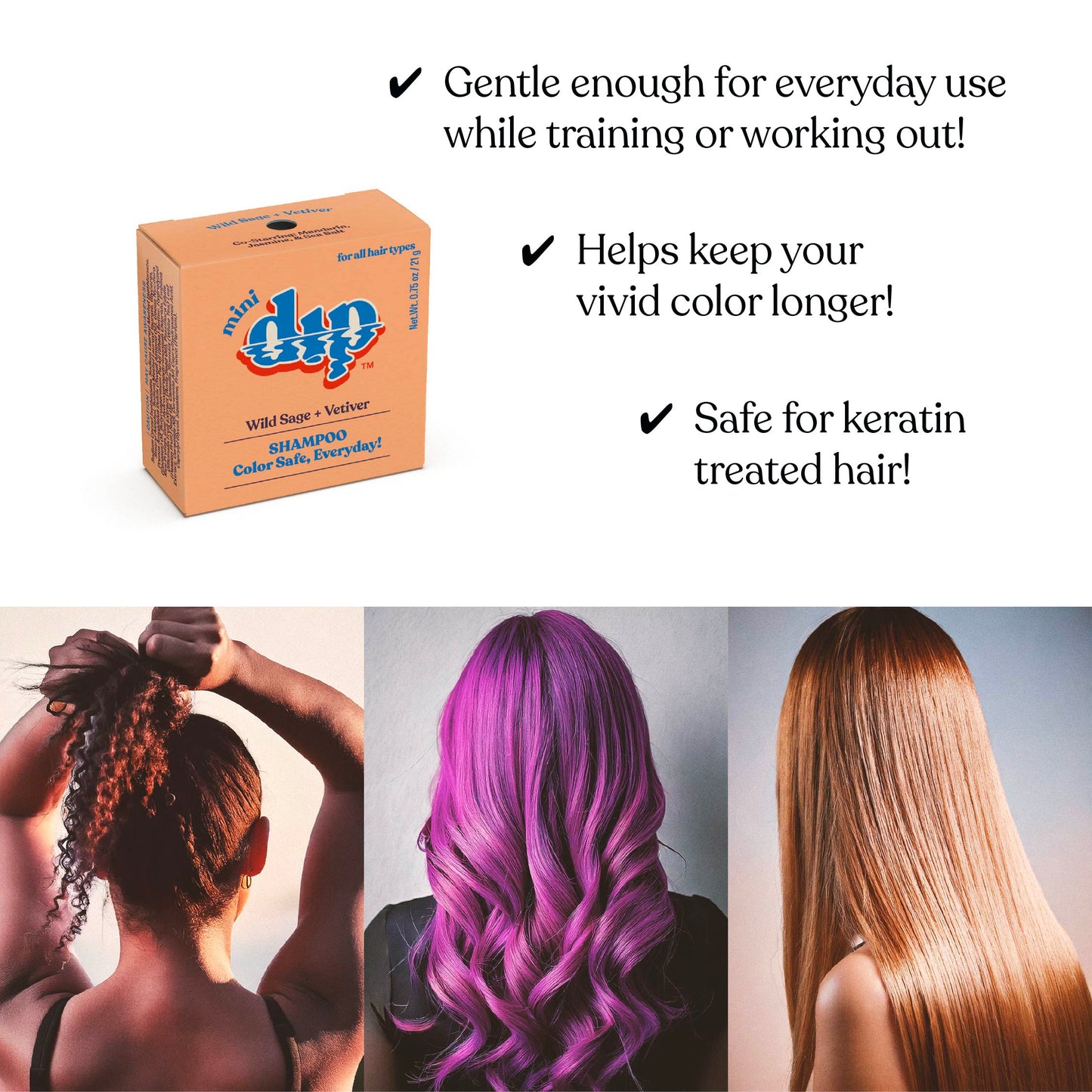 Mini Dip Color Safe Shampoo Bar for Every Day - Wild Sage & Vetiver