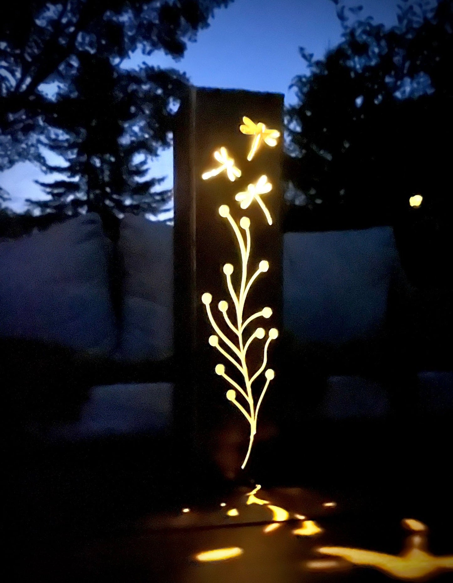 Dragonfly Branch Solar Tube Light - Steel