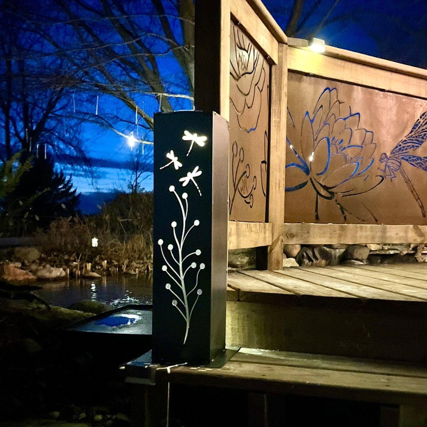 Dragonfly Branch Solar Tube Light - Steel