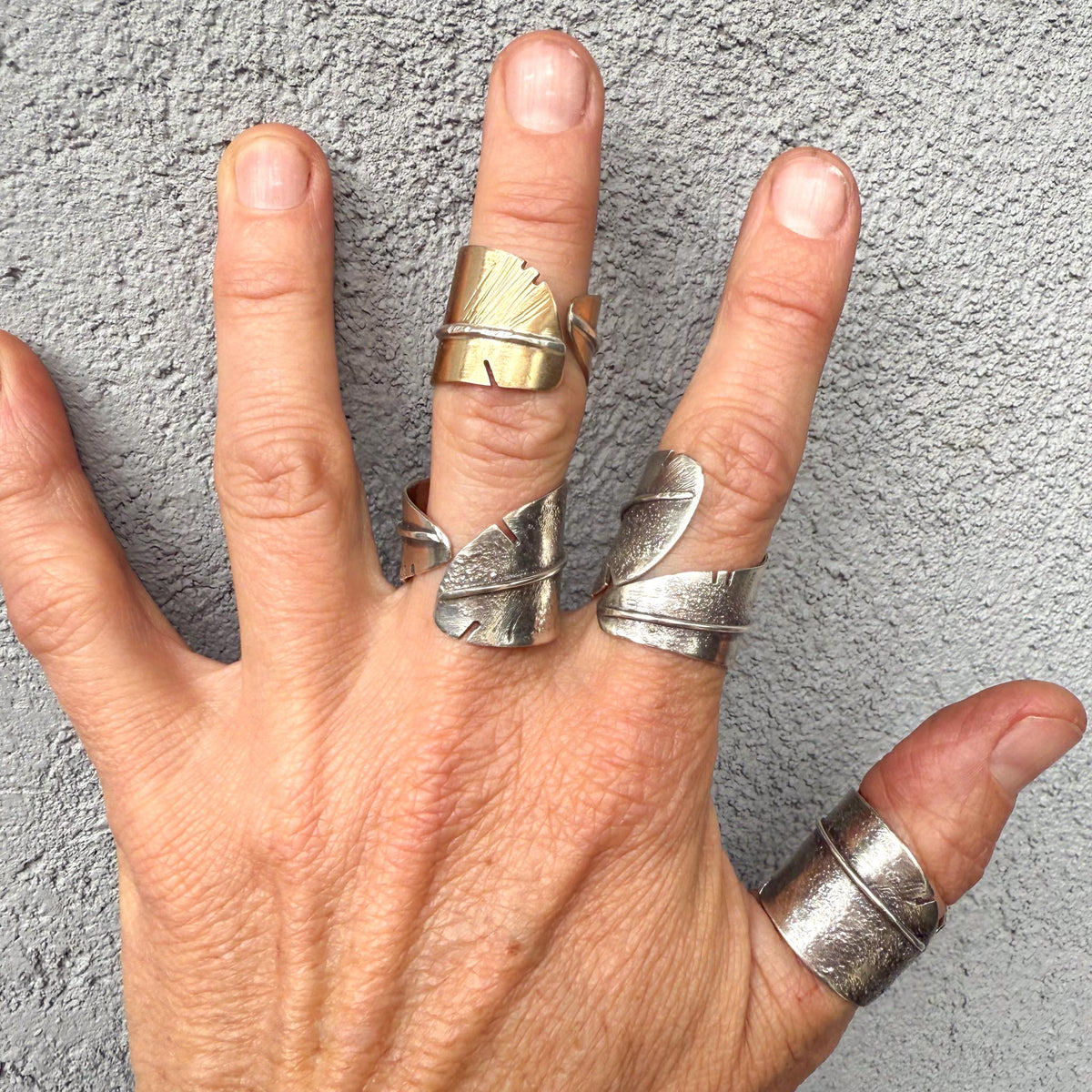 Sterling Silver Fearless Feather Ring