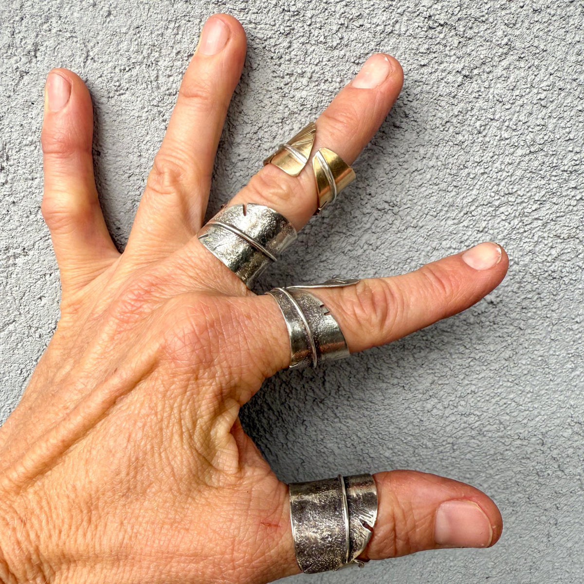 Handmade Brass Feather Ring | Mixed Metal Feather Jewelry