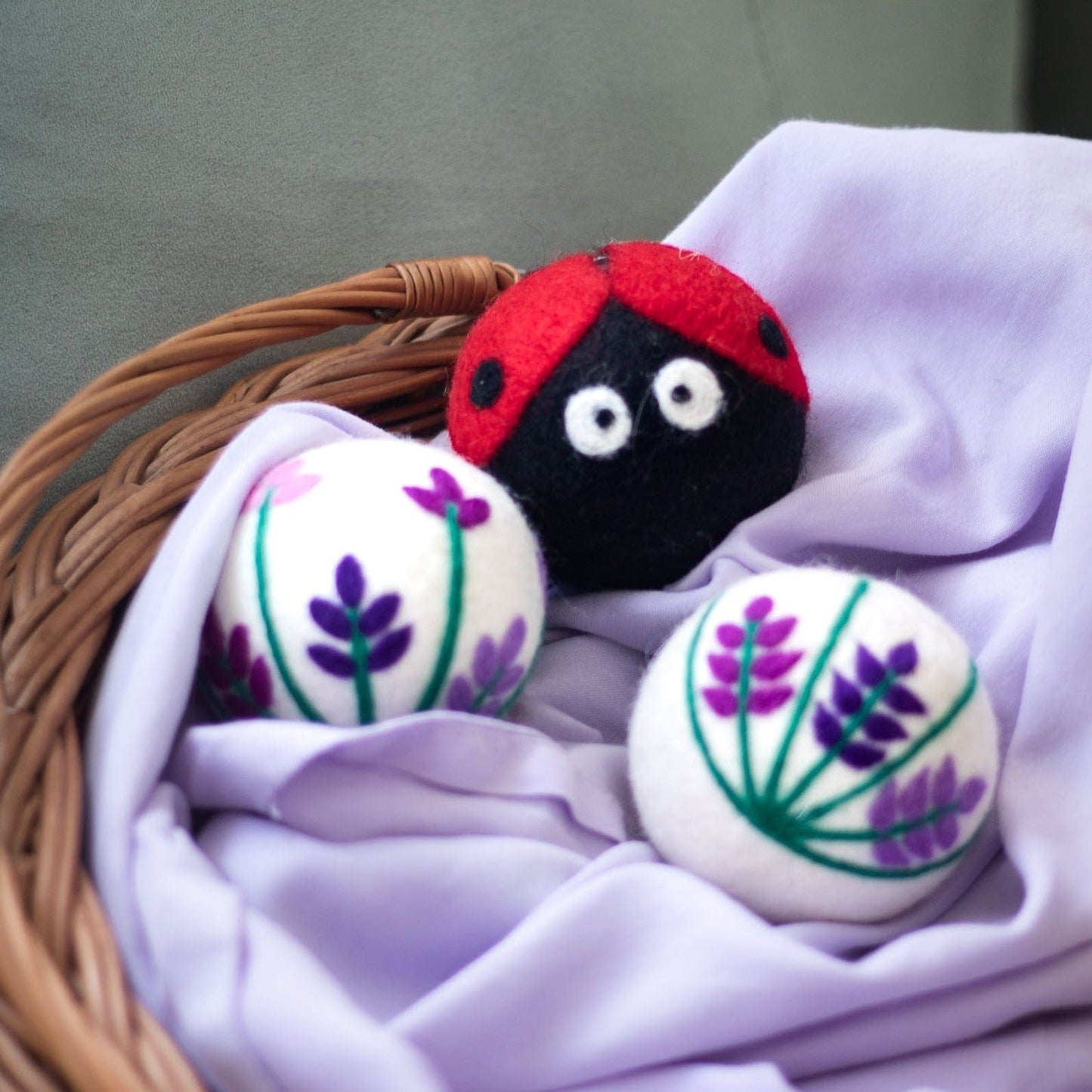 Lavender Fields Ladybug Dryer Balls