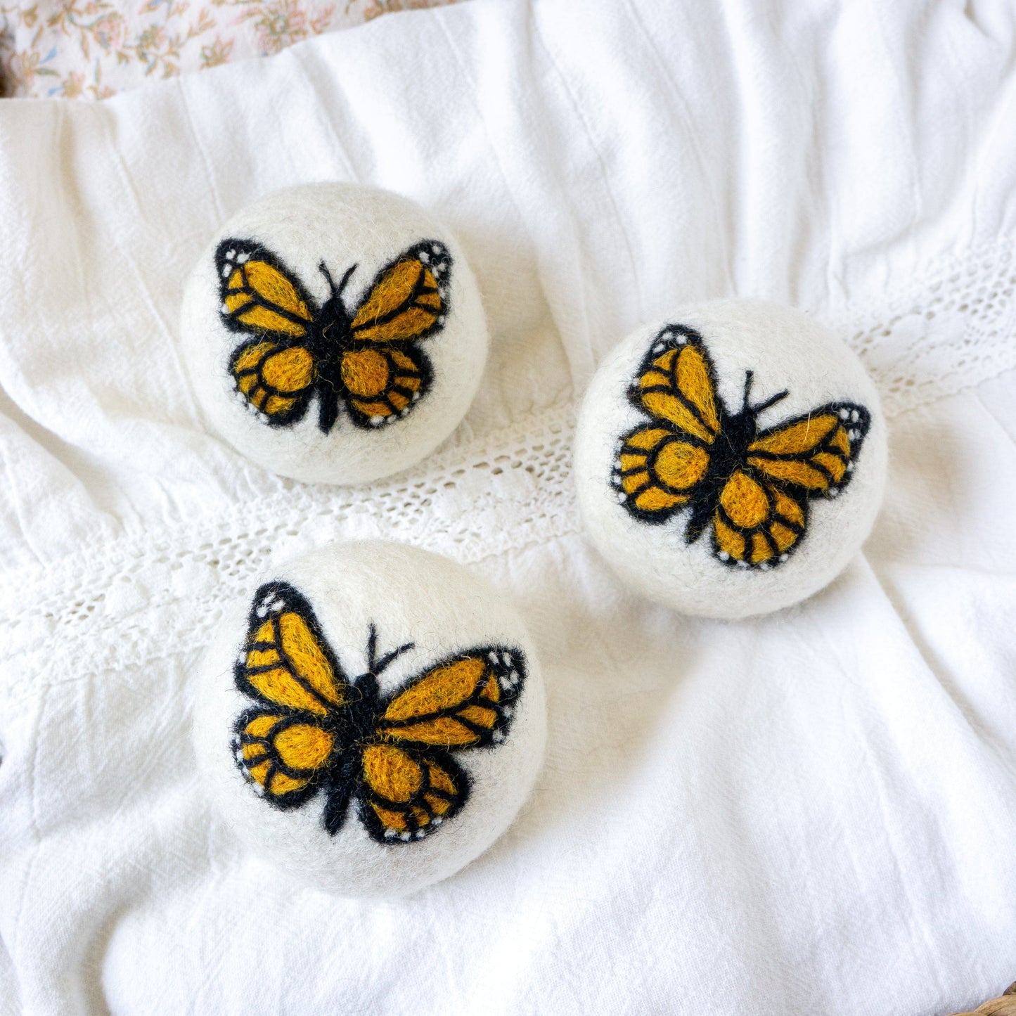 Monarch Butterfly Trio Dryer Balls
