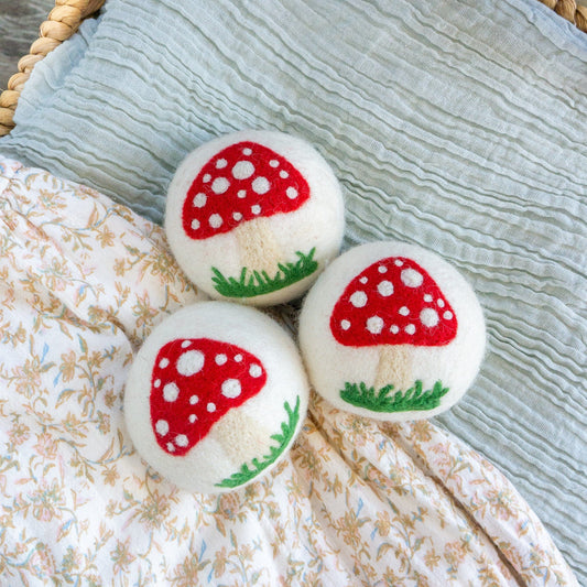 White Mushroom Trio Dryer Balls