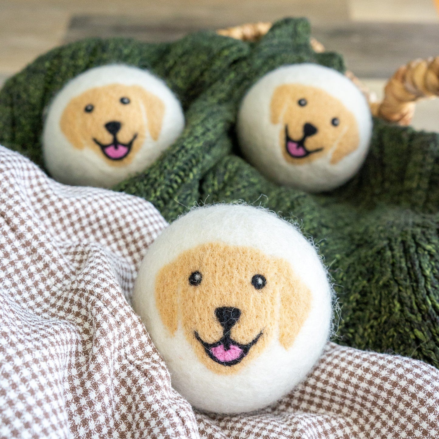 Yellow Happy Dogs - Golden Dryer Balls