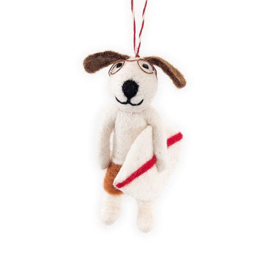 Johnny and Tyler Surf Dog Eco Ornaments - Set of 2