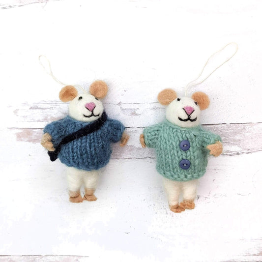 Bruno and Milo Mouse Eco Ornament - Set of 2