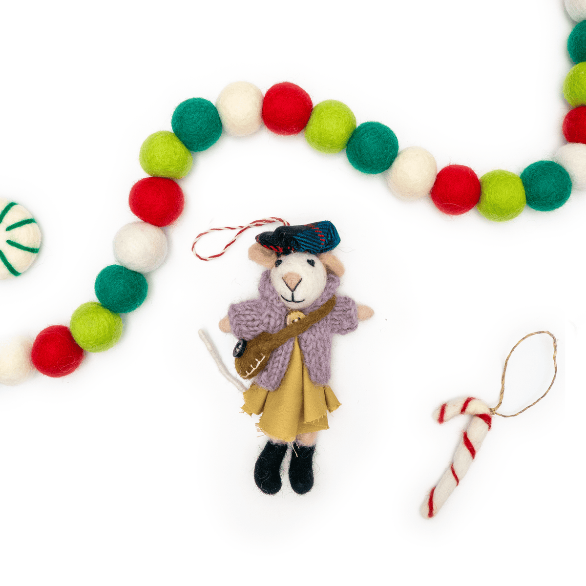 Ginny and Chris Boho Mouse Eco Ornaments - Set of 2