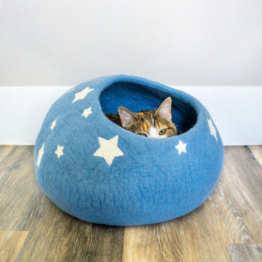 Sky Blue Midnight Stars Eco Kitty Cave