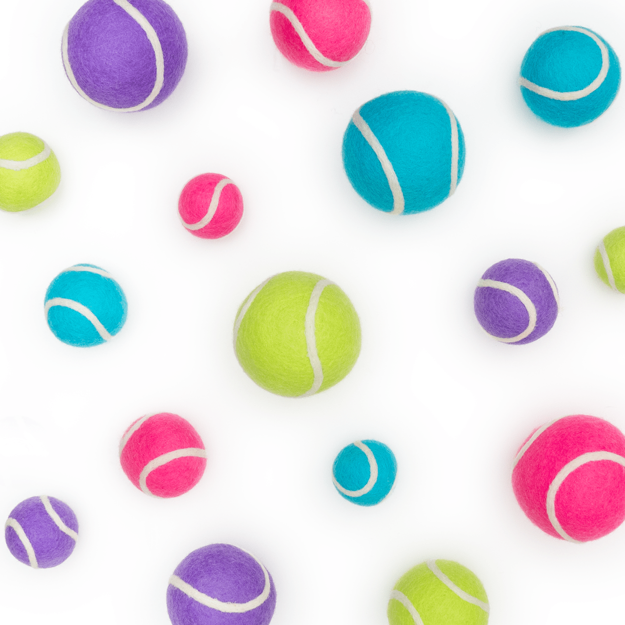 Pop Colors Mini Tennis Wool Balls 1.5 in - Set of 3