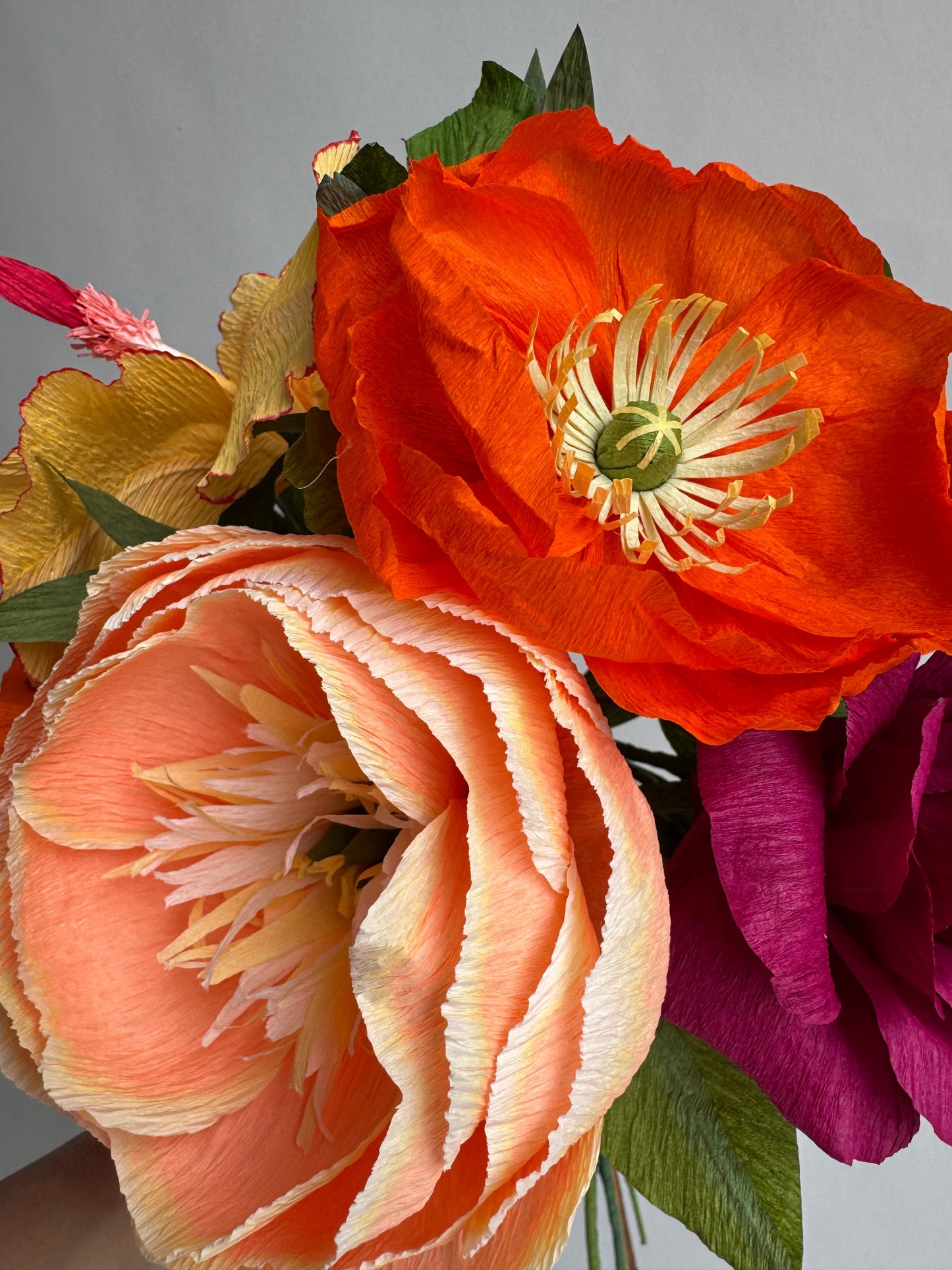 Golden Hour | Assorted Paper Hibiscus and Peony Bouquet