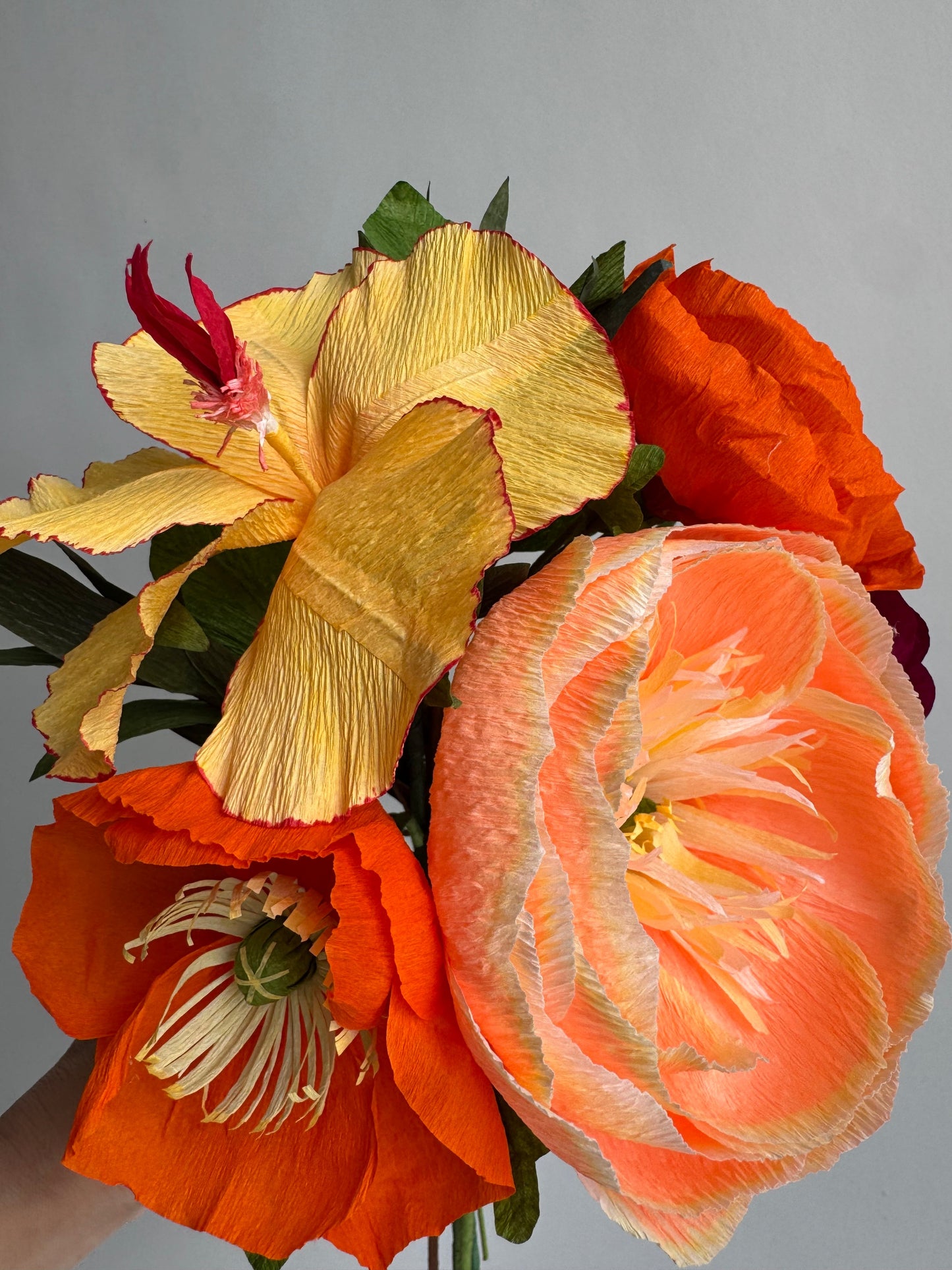 Golden Hour | Assorted Paper Hibiscus and Peony Bouquet