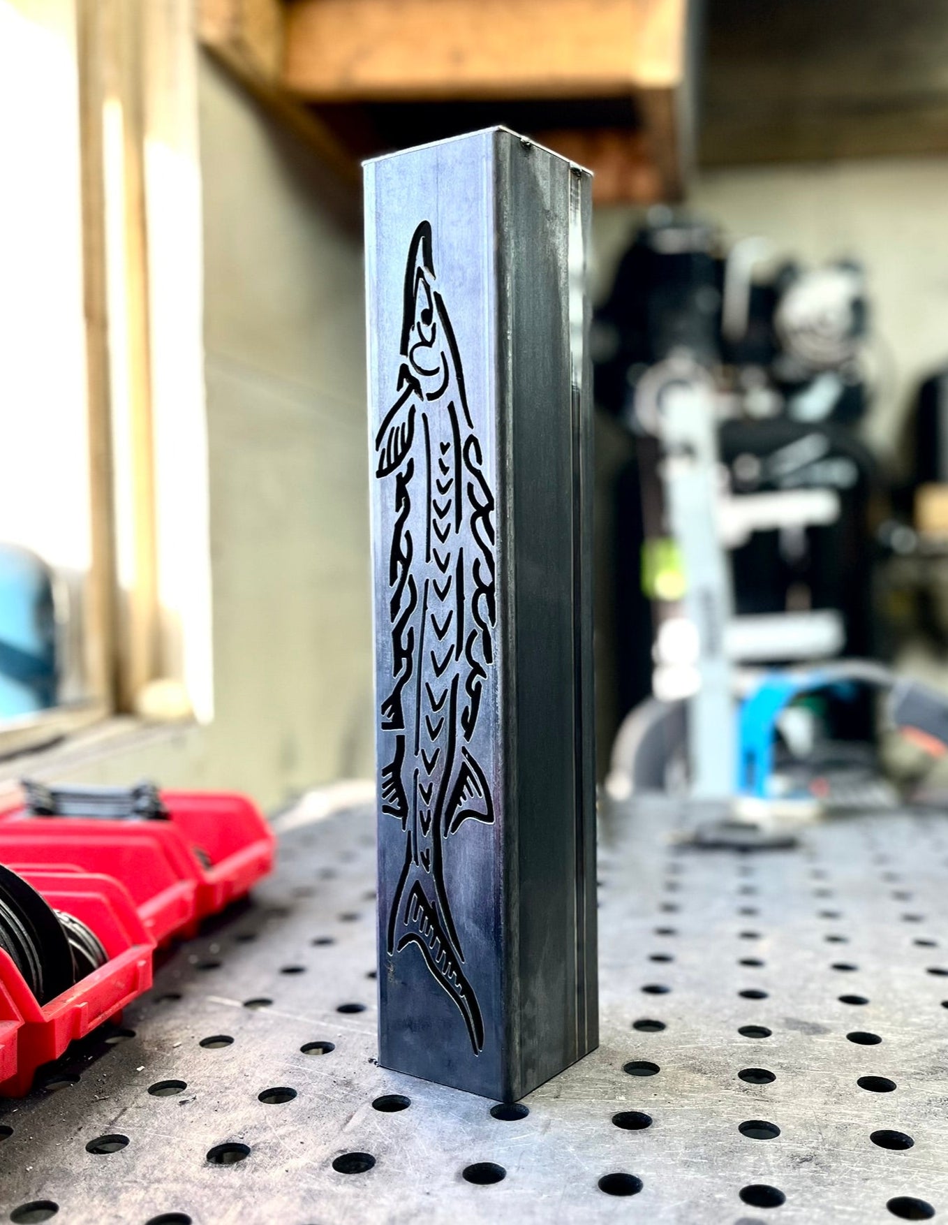 Gone Fishing Pillar Luminary w/ Solar Cap | Freshwater Pack