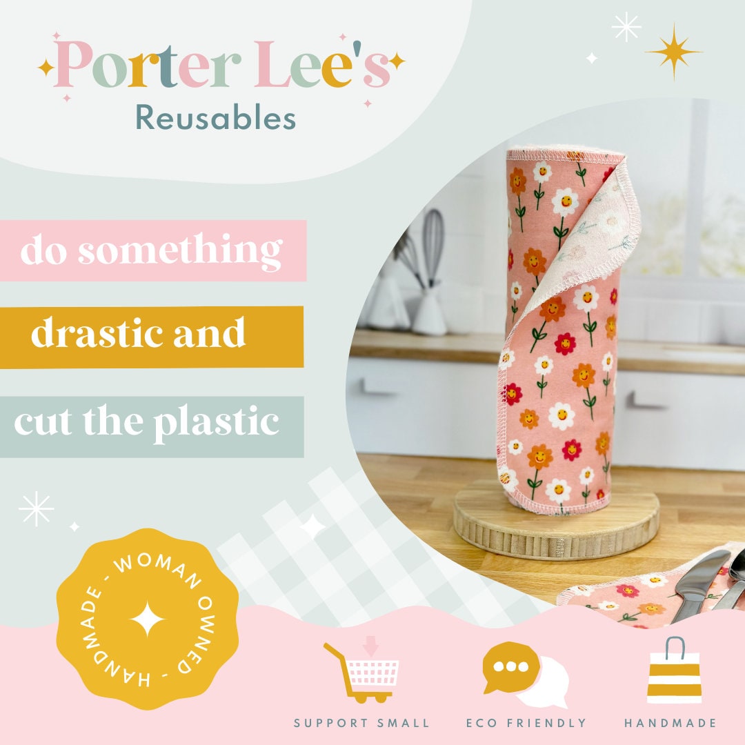 Reusable Paper Towels--Blue Buffalo Check