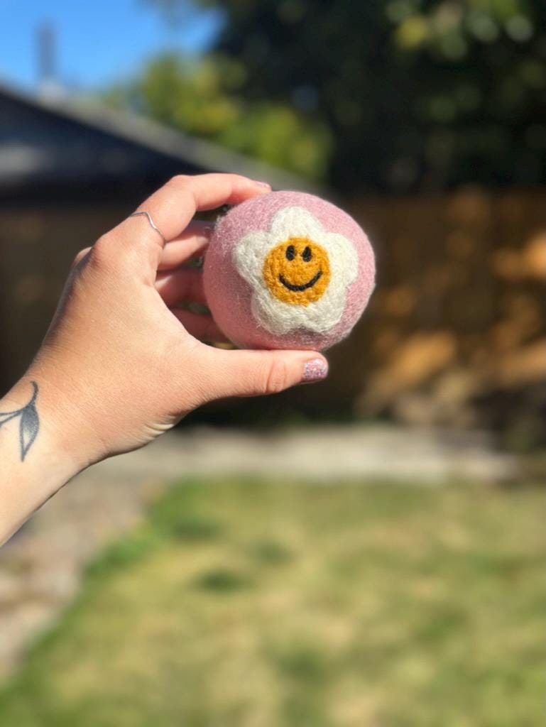 Organic Wool Dryer Ball--Light Pink Bloom