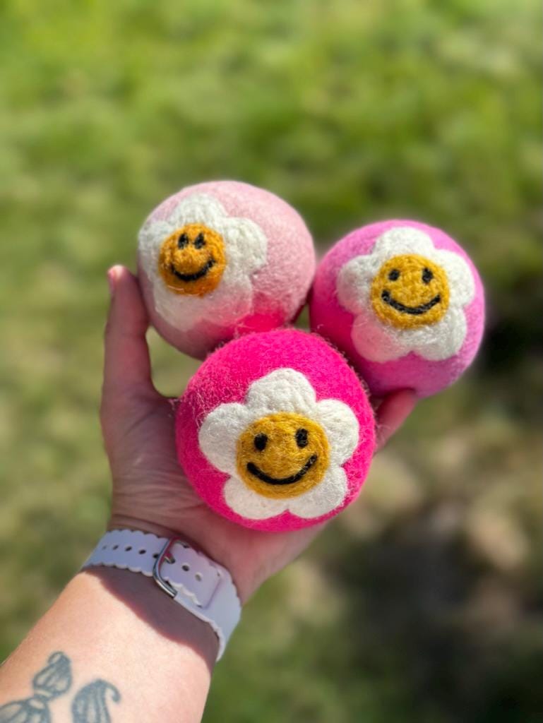 Organic Wool Dryer Ball--Light Pink Bloom