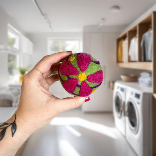 Organic Wool Dryer Ball--Spring Flower