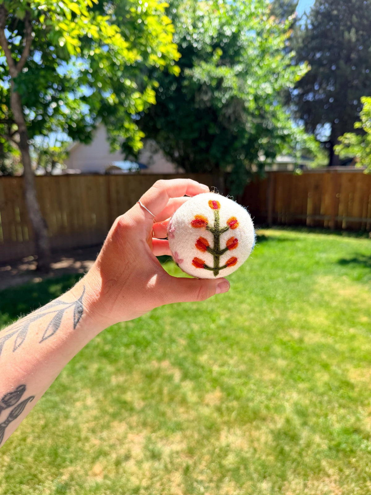 Organic Wool Dryer Ball--Florals