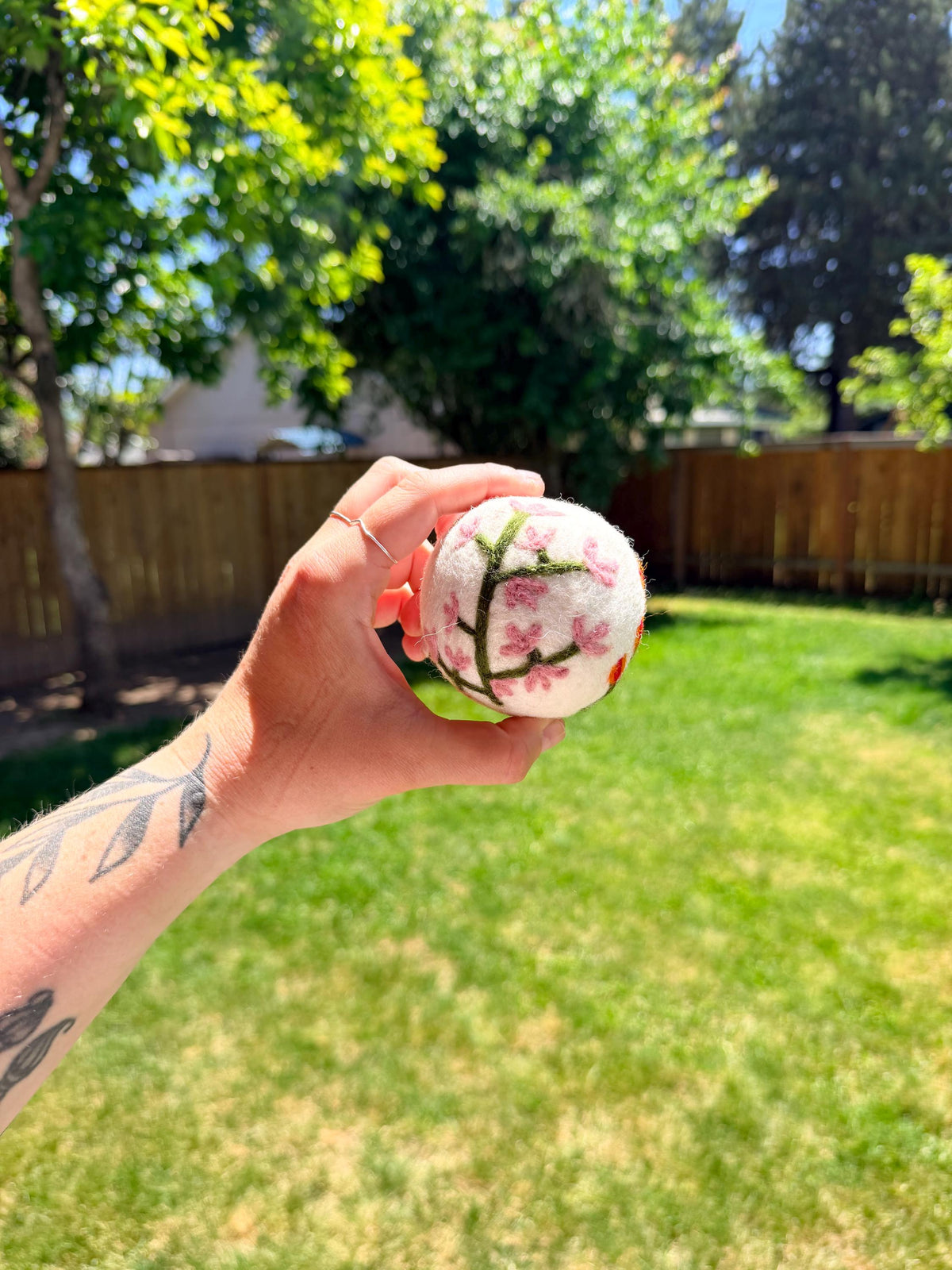 Organic Wool Dryer Ball--Florals