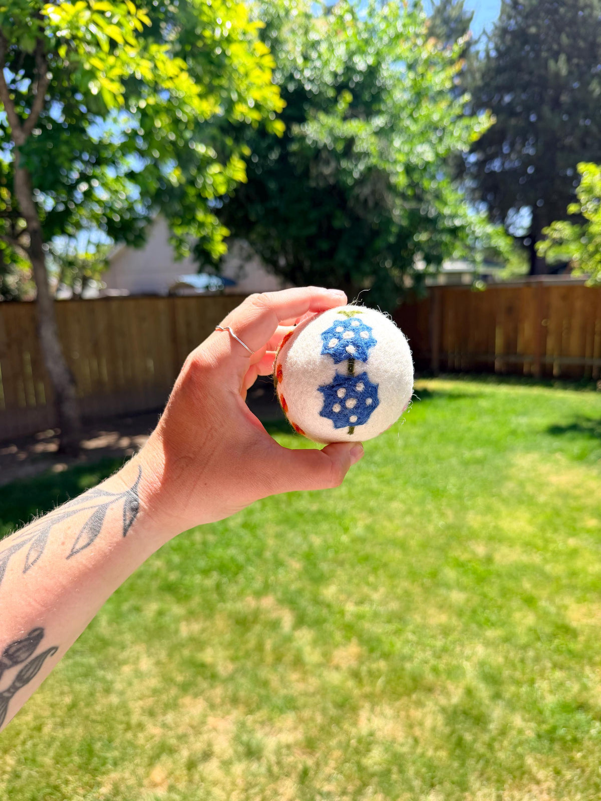 Organic Wool Dryer Ball--Florals
