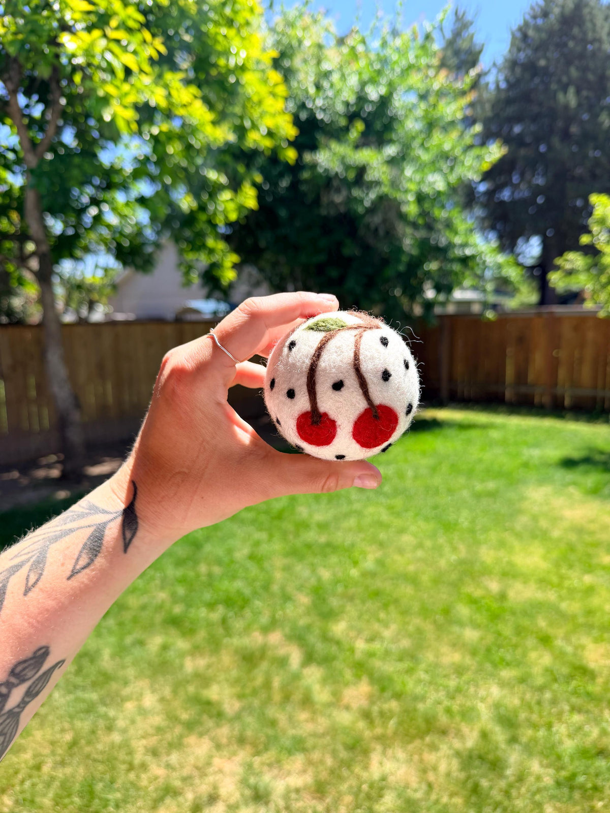 Organic Wool Dryer Ball--Cutie Cherries