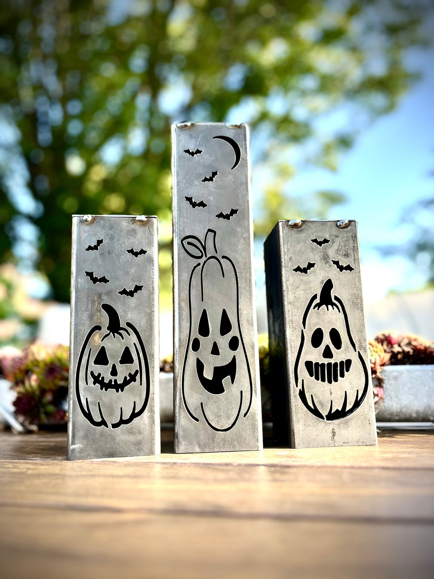Jack-O-Lantern Solar Tube Lights - Steel