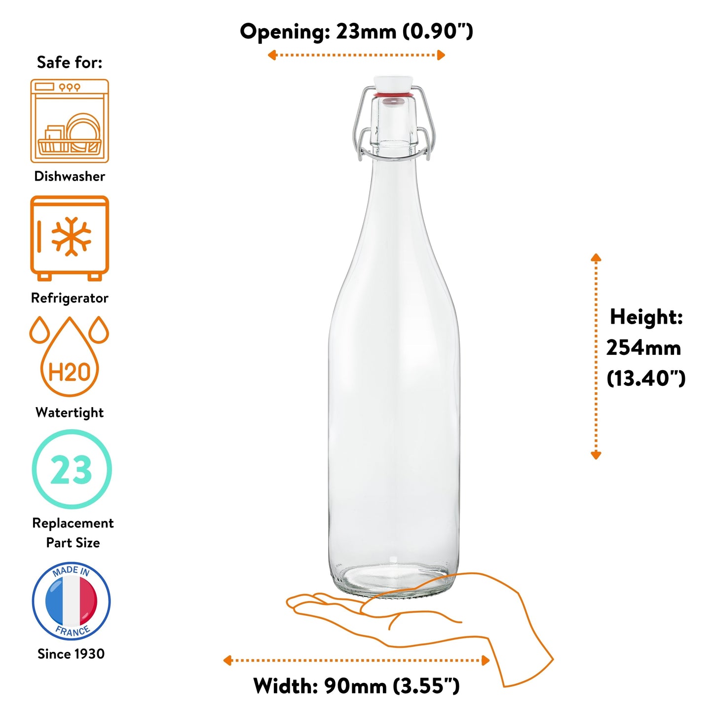 Le Parfait Bottles, French Glass Swing-Top and Milk Bottles with Reusable Caps