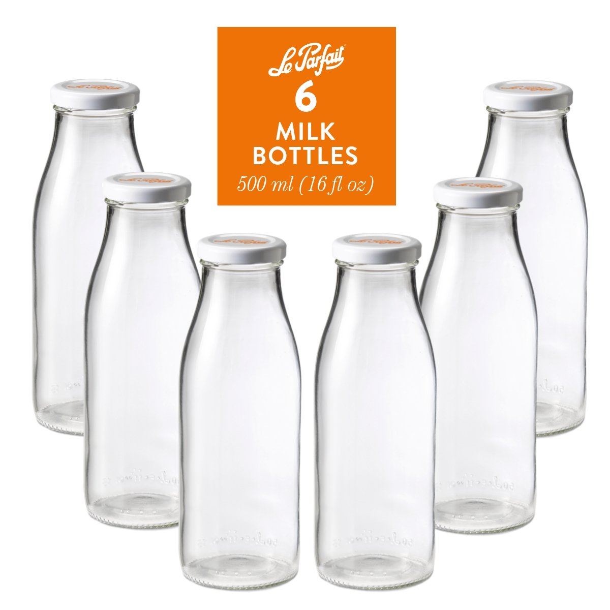Le Parfait Bottles, French Glass Swing-Top and Milk Bottles with Reusable Caps