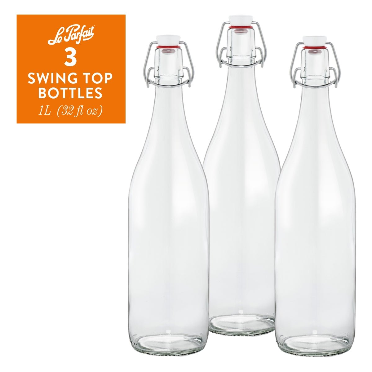 Le Parfait Bottles, French Glass Swing-Top and Milk Bottles with Reusable Caps