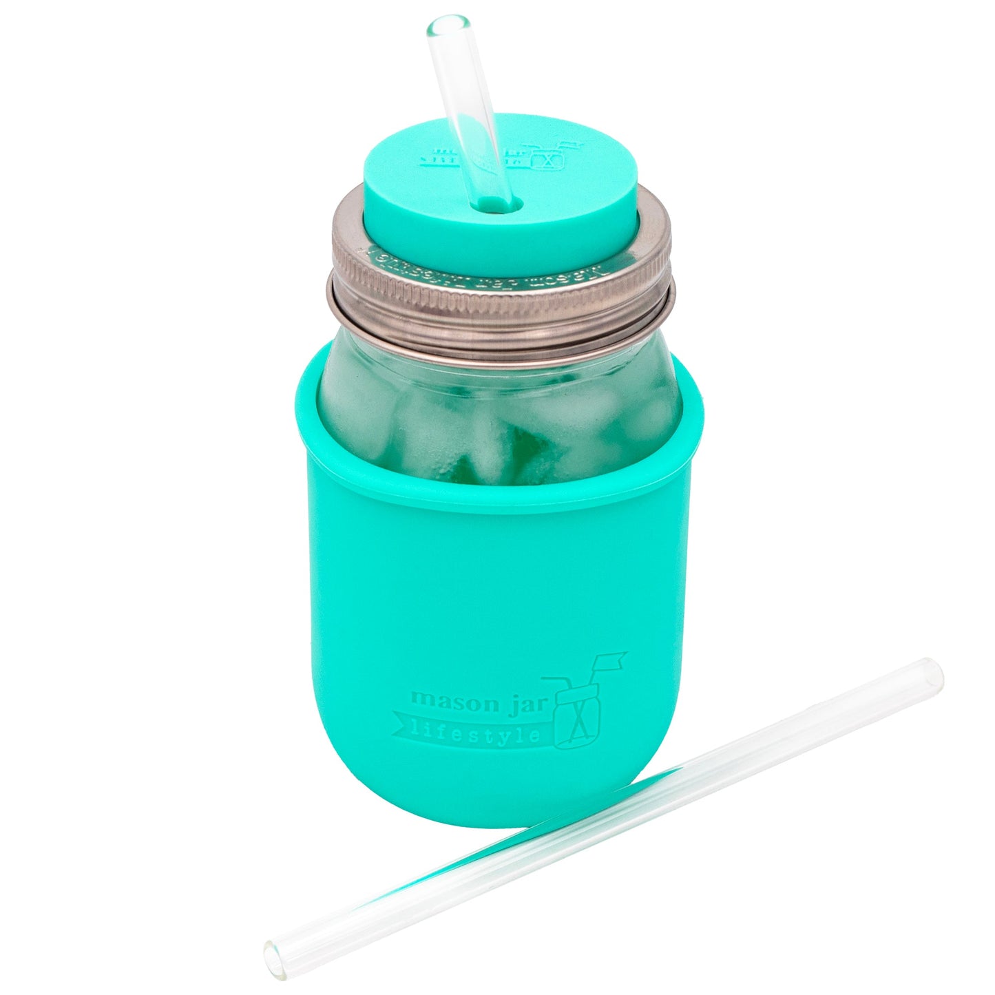 Medium Glass Straws for Pint Mason Jars 4 Pack + Cleaner