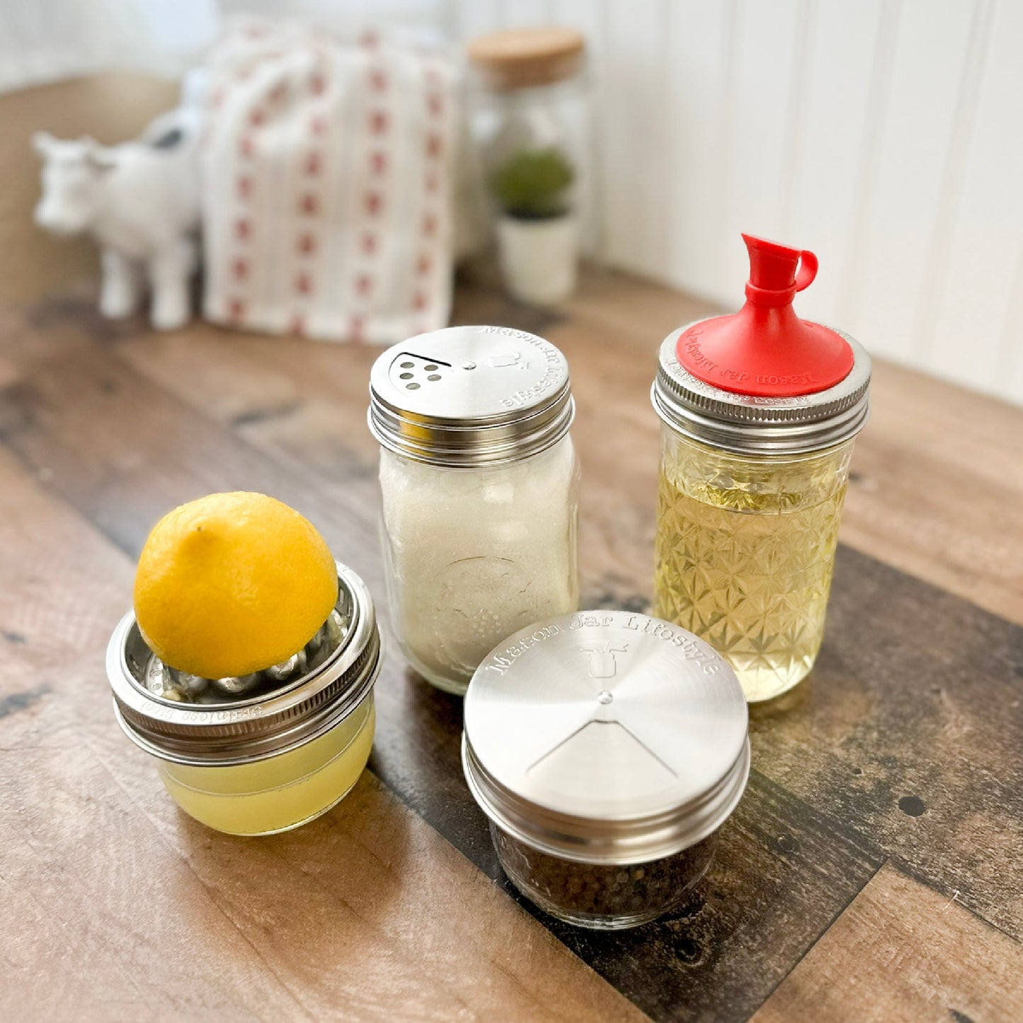 Spice Shaker Stainless Steel Lids for Mason Jars 4 Pack