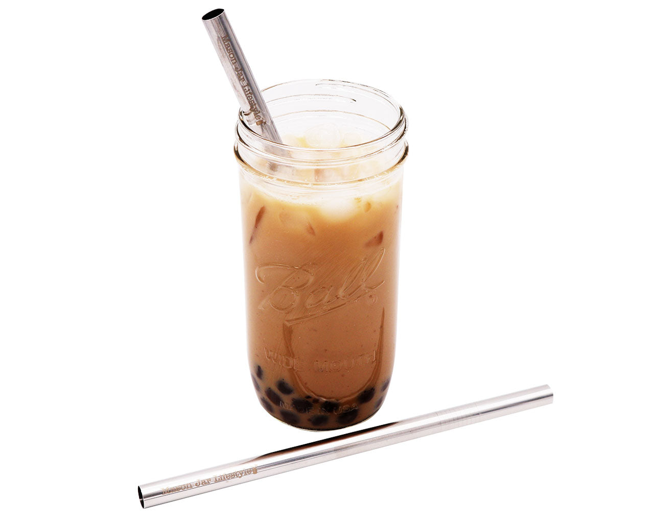 Individual Stainless Steel & Glass Straws for Mason Jars