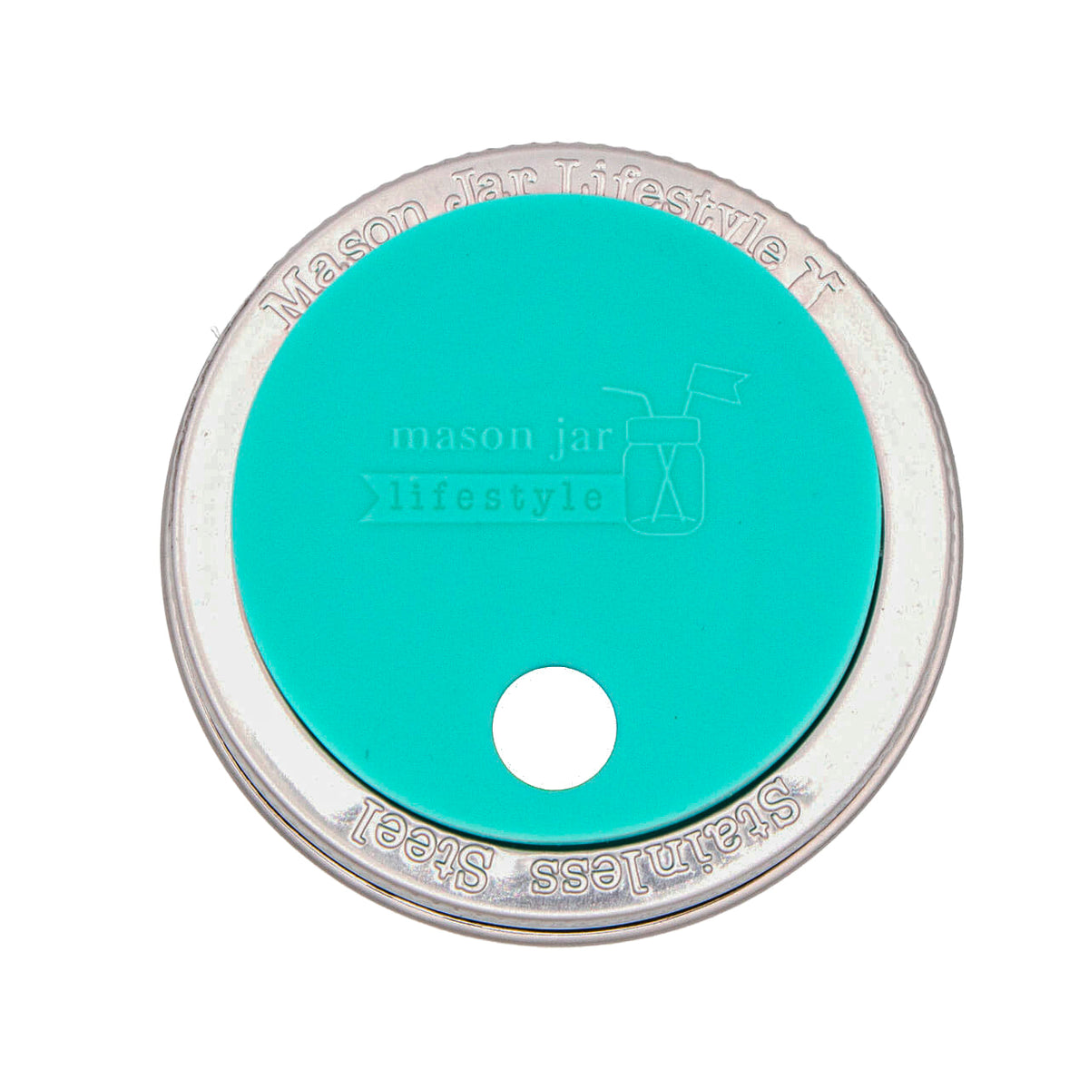 Silicone Straw Hole Lid with Stainless Steel Band for Mason Jars