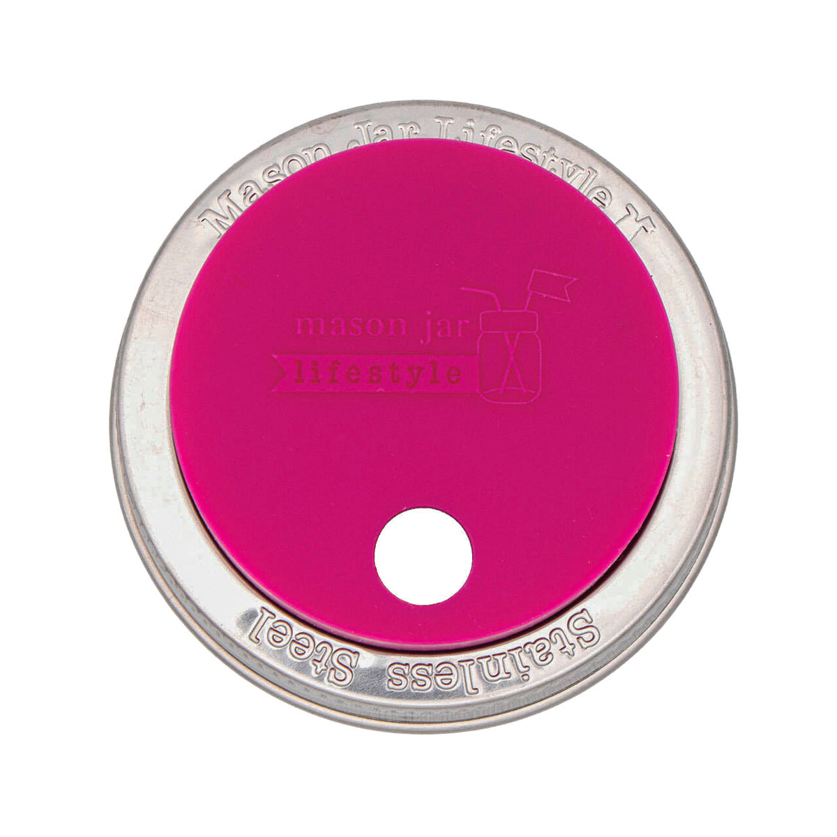 Silicone Straw Hole Lid with Stainless Steel Band for Mason Jars