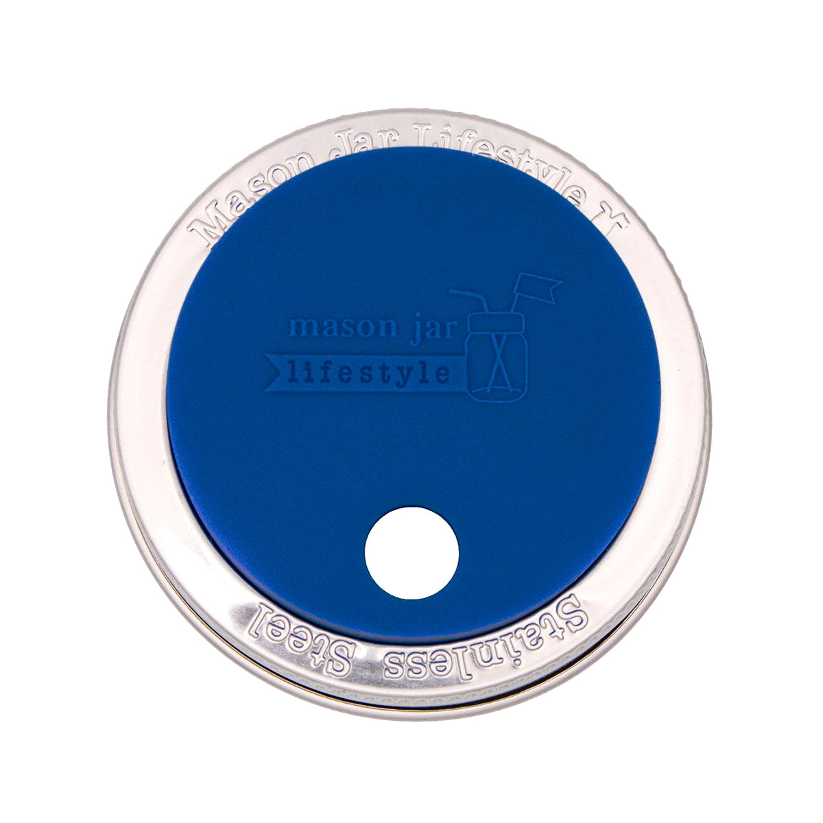 Silicone Straw Hole Lid with Stainless Steel Band for Mason Jars