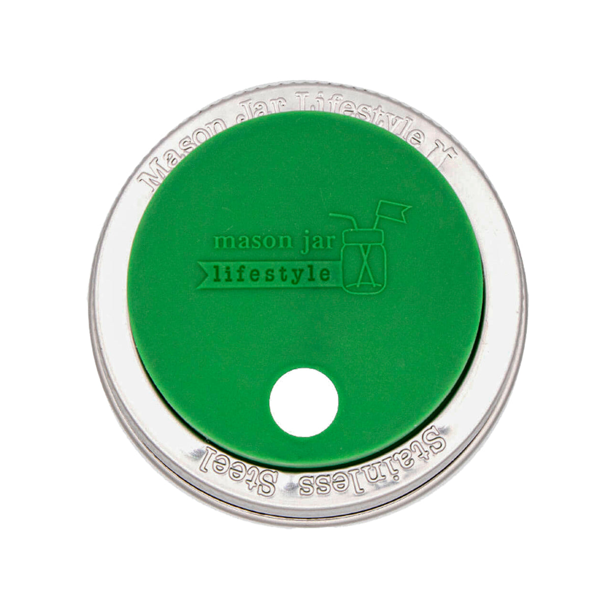 Silicone Straw Hole Lid with Stainless Steel Band for Mason Jars