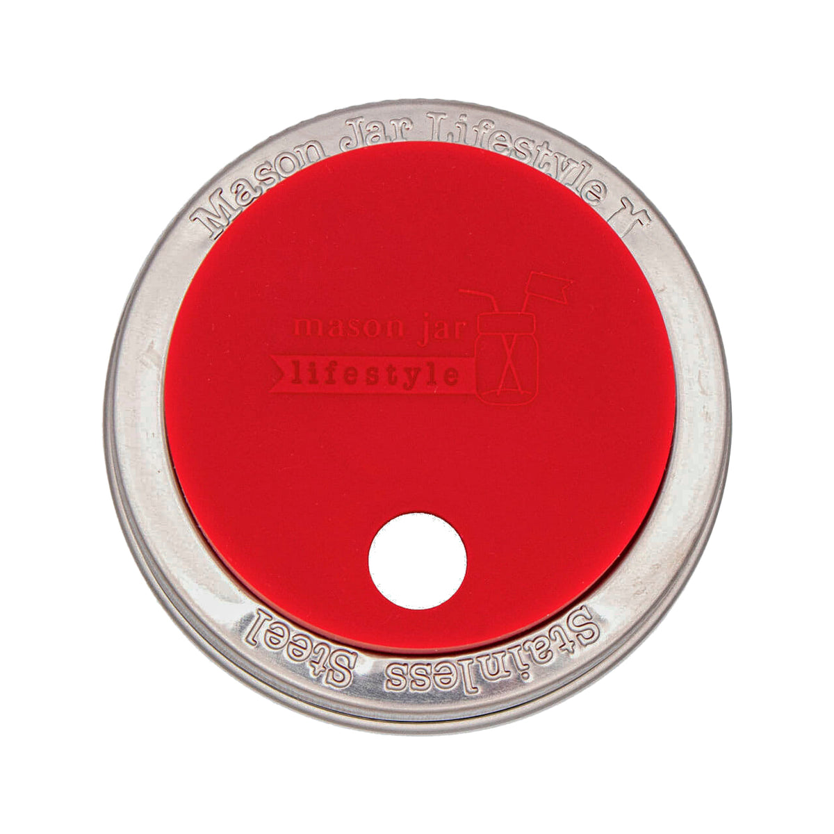 Silicone Straw Hole Lid with Stainless Steel Band for Mason Jars