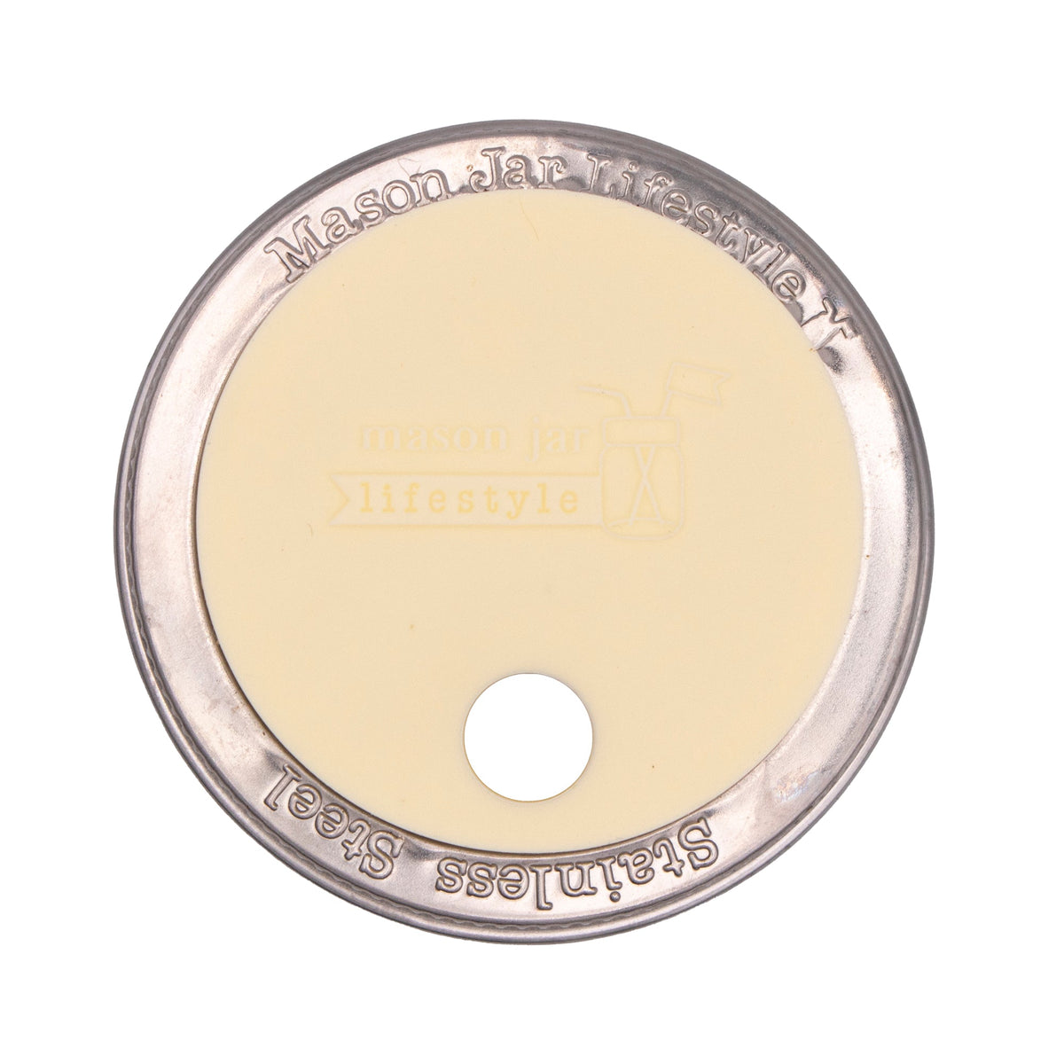 Silicone Straw Hole Lid with Stainless Steel Band for Mason Jars