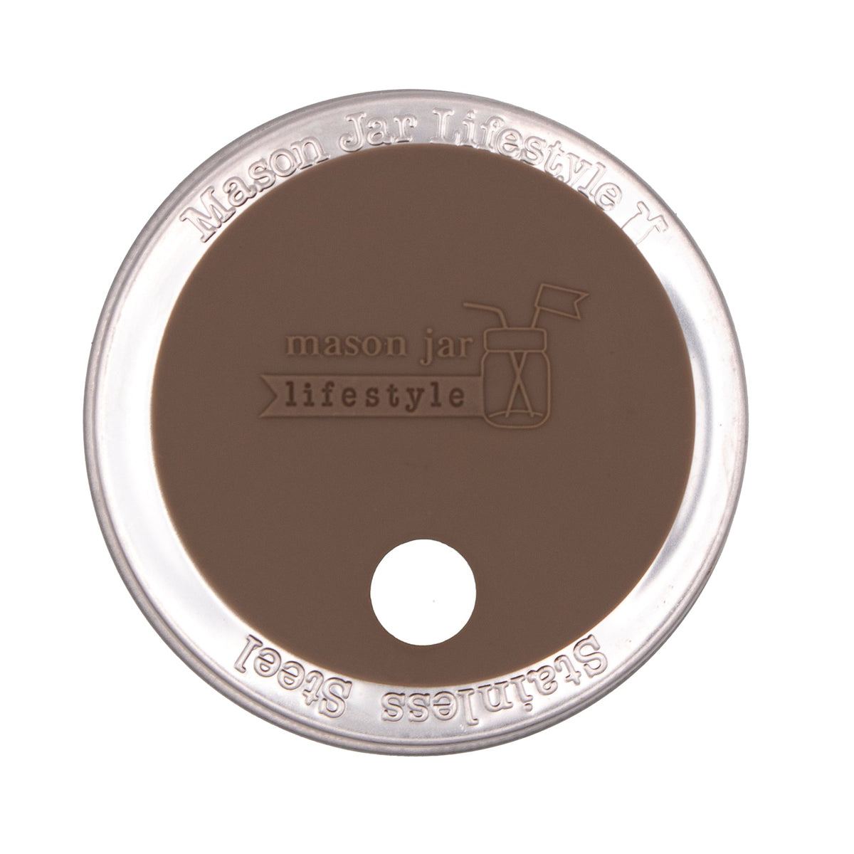Silicone Straw Hole Lid with Stainless Steel Band for Mason Jars