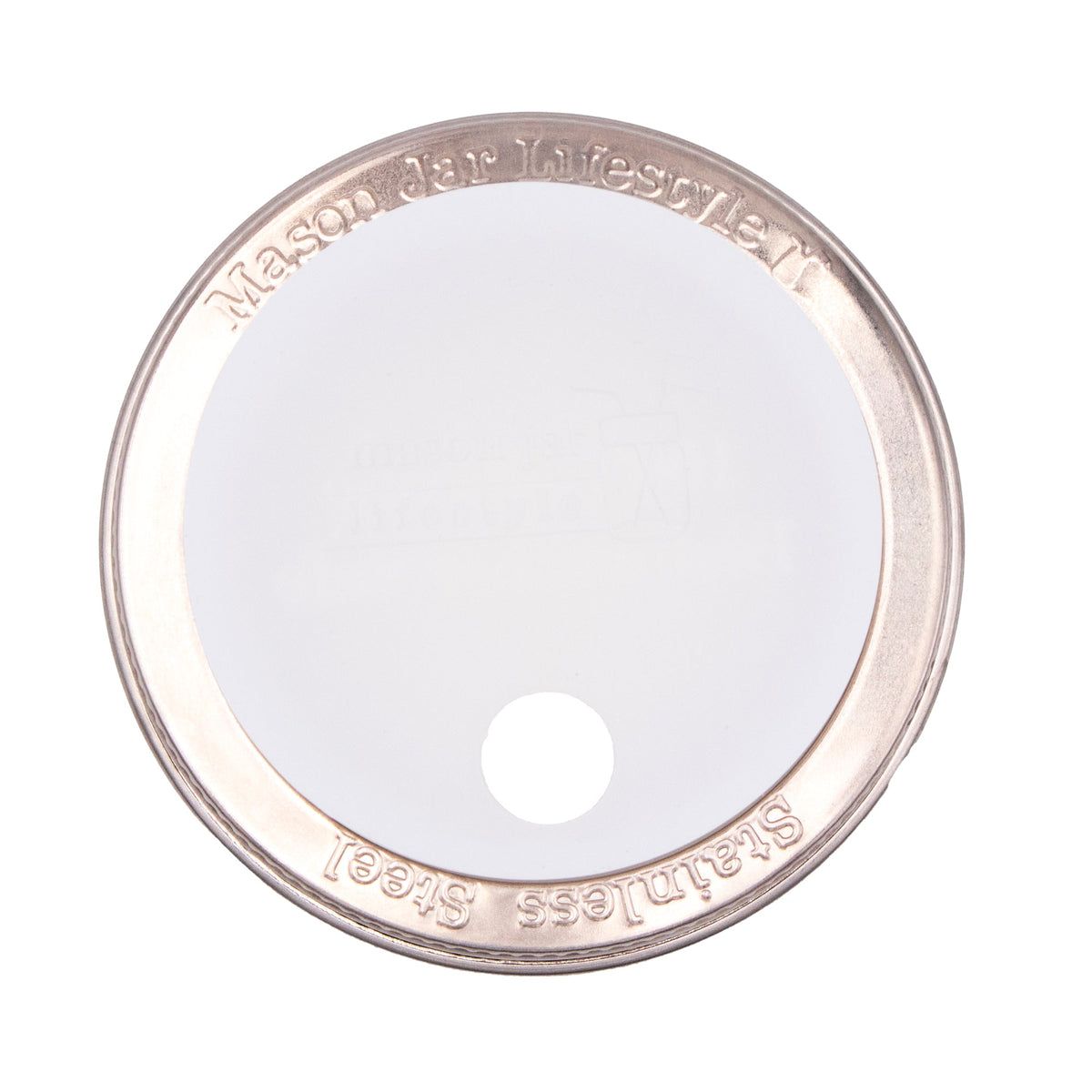 Silicone Straw Hole Lid with Stainless Steel Band for Mason Jars